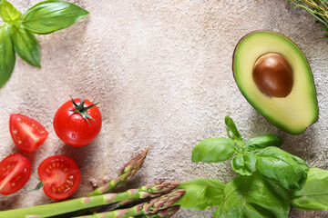 Wall Mural - food background vegetables and herbs healthy eating