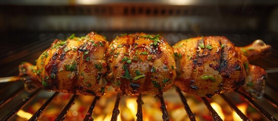 Wall Mural - Grilled Chicken Legs on Barbecue Grill