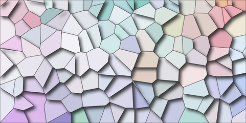 Poster - Quartz light multicolor Broken Stained Glass Background black stoke with shadows. Abstract colorful mosaic pattern Seamless Geometric Retro tiles .Cement kitchen decor with crack floor light design.	
