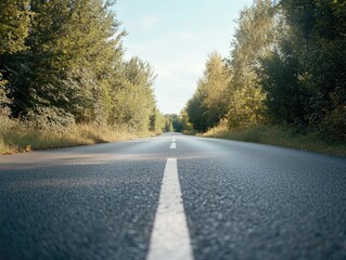 Wall Mural - Empty road with lines of trees on either side