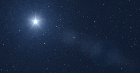 Sticker - Star in the starry blue sky over the manger of christmas of Jesus Christ