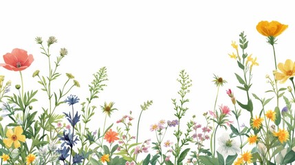 Sticker - Illustration of a border made of wildflowers