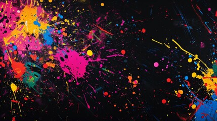 Wall Mural - Illustration of colorful paint splashes on a black background