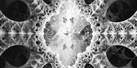 Poster - Monochrome photograph featuring geometric fractal design
