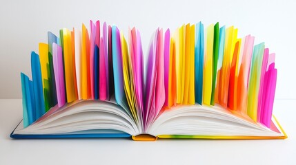 Poster - A book is open to a page with a rainbow of colors