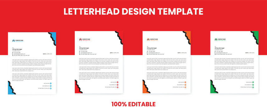 Corporate letterhead. Business letterhead. 4 color letterhead