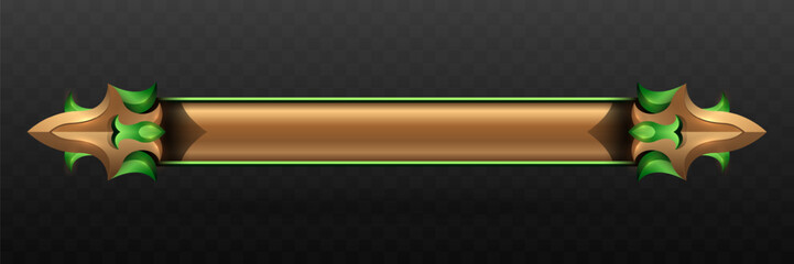 Wall Mural - Fantasy Game Title Lower Third Banner in Gold and Abstract Green for Game UI Designs