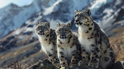 Wall Mural - snow leopard. international snow leopard day. a wild animal in the wild.