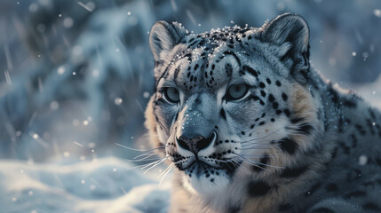 Wall Mural - snow leopard. international snow leopard day. a wild animal in the wild.