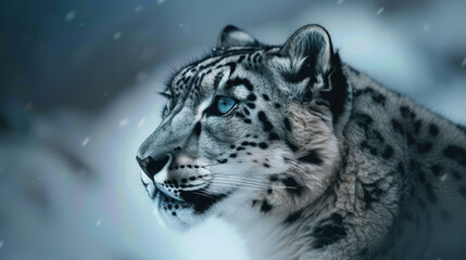 Wall Mural - snow leopard. international snow leopard day. a wild animal in the wild.