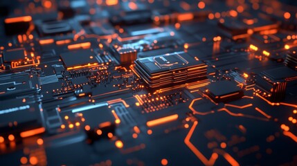 Poster - AI-driven tech design featuring intricate circuit elements