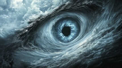 Wall Mural - a surreal, artistic representation of a stormy eye surrounded by turbulent clouds, evoking a sense o