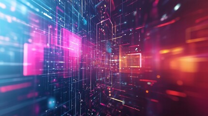 Poster - High-tech digital environment featuring abstract elements and vivid gradients
