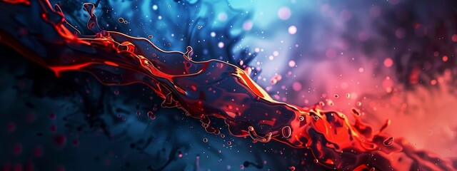 Canvas Print -  A tight shot of a rain-splattered window, displaying red and blue water droplets on its external surface