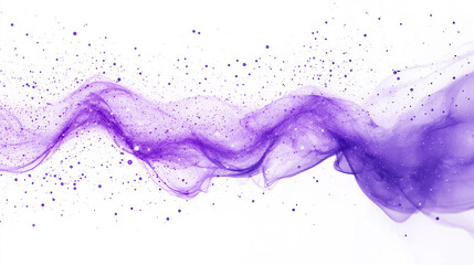 Wall Mural - Purple glitter curve wave isolated white background. Purple glowing particle background.