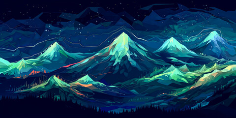 Wall Mural - A mountain range with a blue sky and snow.