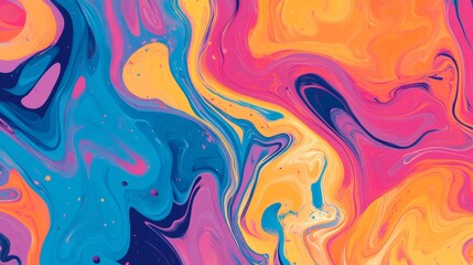 Wall Mural - A vibrant swirl of colors with blues, oranges, and pinks creating an eye-catching abstract design.