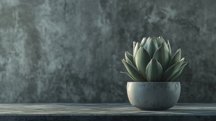 Sticker - Green plant in a pot against a textured gray background.