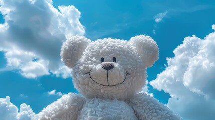 A photo of white clouds shaped like an adorable teddy bear