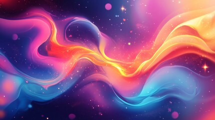 Poster - A mesmerizing abstract swirl of vibrant colors, blending shades of pink, orange, and blue against a cosmic background.