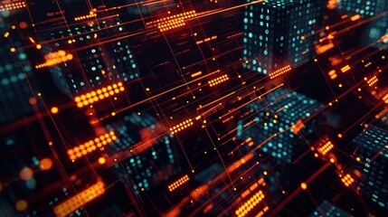 Poster - cyber attack concept in abstract digital environment. system crashes due to malware invasion, virus 