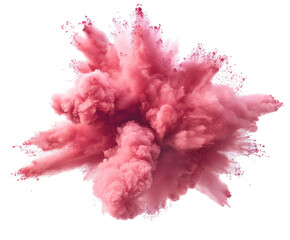 Pink powder explosion isolated on a white background. PNG without background