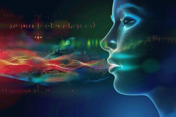 Aufkleber - Woman engrossed in using a digital interface, her face illuminated by the screen, AI generated