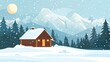 © nuttapong - Cozy cabin nestled in a snowy mountain landscape under a full moon.