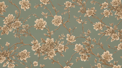 Seamless vintage floral wallpaper: abstract background with beautiful flower motifs, textured patterns, and nature-inspired design for spring and summer decor