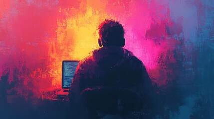Coding flat design top view programming water color colored pastel