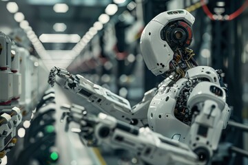 Aufkleber - A robotic figure with advanced technology, depicting the future of artificial intelligence, Robotics and automation processes, Ai generated