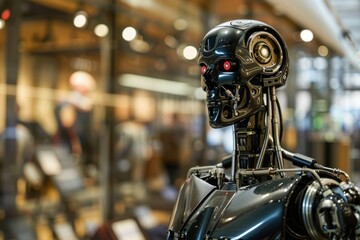 Aufkleber - A robotic figure with advanced technology, depicting the future of artificial intelligence, Robotics and automation processes, Ai generated