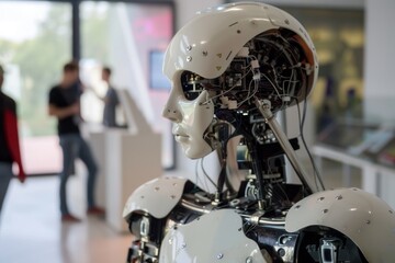 Aufkleber - An image of a sleek, modern robot, representing the future of artificial intelligence technology, Robotics and automation processes, Ai generated