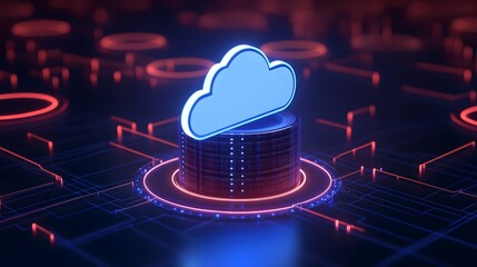 Poster - futuristic cloud computing infrastructure concept showing data storage and digital connectivity in a
