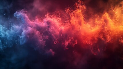 Poster - vibrant colorful smoke swirls creating abstract patterns in dark background