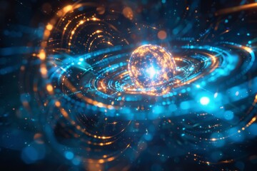 Poster - Visual representation of universe expanding demonstrating cosmic development, Quantum teleportation experiments AI generated