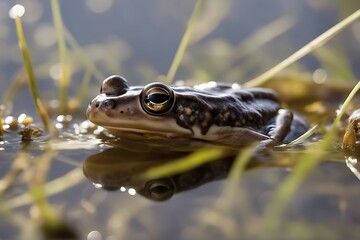 Sticker - tadpole rana legs hind common temporaria frog amphibian white background polliwog studio species fish animal isolated panorama wild half face indoor creature full-length shot panoramic cut-out on