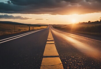 Canvas Print - countryside sunset road message asphalt line finish floor end race caption travel sunlight track dream success roadway nobody sun transport trip