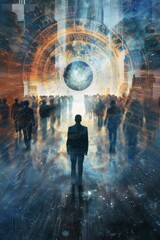 Wall Mural - abstract representation of a businessman's visionary leadership