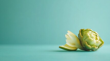 Poster - Fresh artichoke on turquoise background.