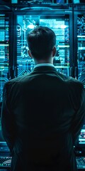 Poster - Back view of a cyber defense professional.