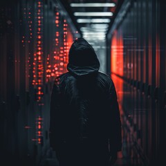 Poster - Back view of a professional in cyber defense.
