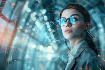 Poster - Business girl in a conceptual professional environment.