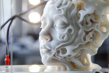 Poster - A futuristic 3D printer creating intricate designs, showcasing the future of manufacturing technology, Digital printing innovations, AI generated