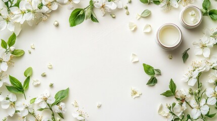 Poster - White Floral Frame with Teacups