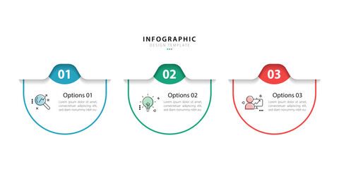 Aufkleber - business infographic template. 3 step timeline journey. process diagram, 3 options on white backgrou