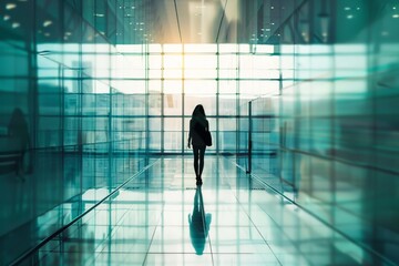 Canvas Print - Businesswoman in a conceptual corporate environment.