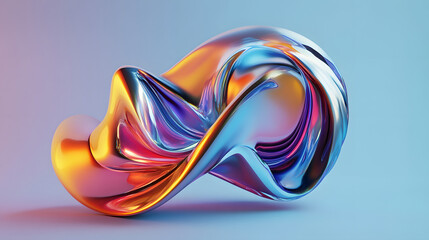 Wall Mural - 3D illustration of holographic surface made of glass with chromatic aberrations. Iridescent abstract background.