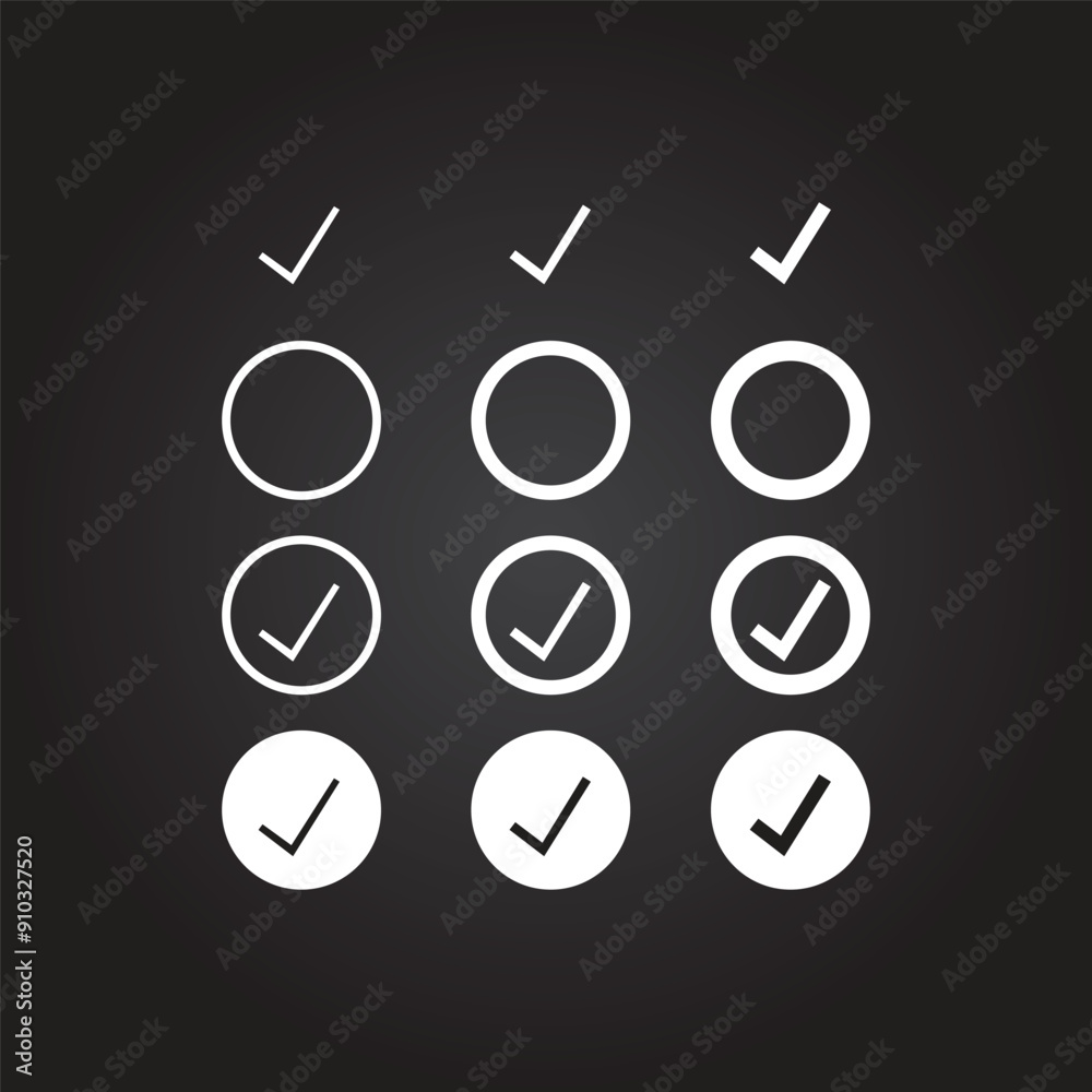 Checkmark icon. Checkmark vector set. Checked check box sign. Approved ...