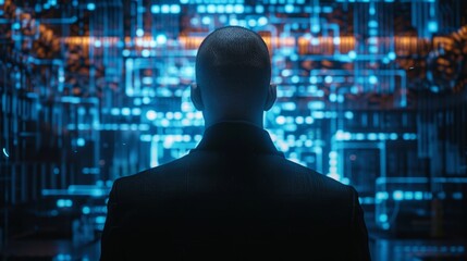 Poster - Cyber protection expert from behind.